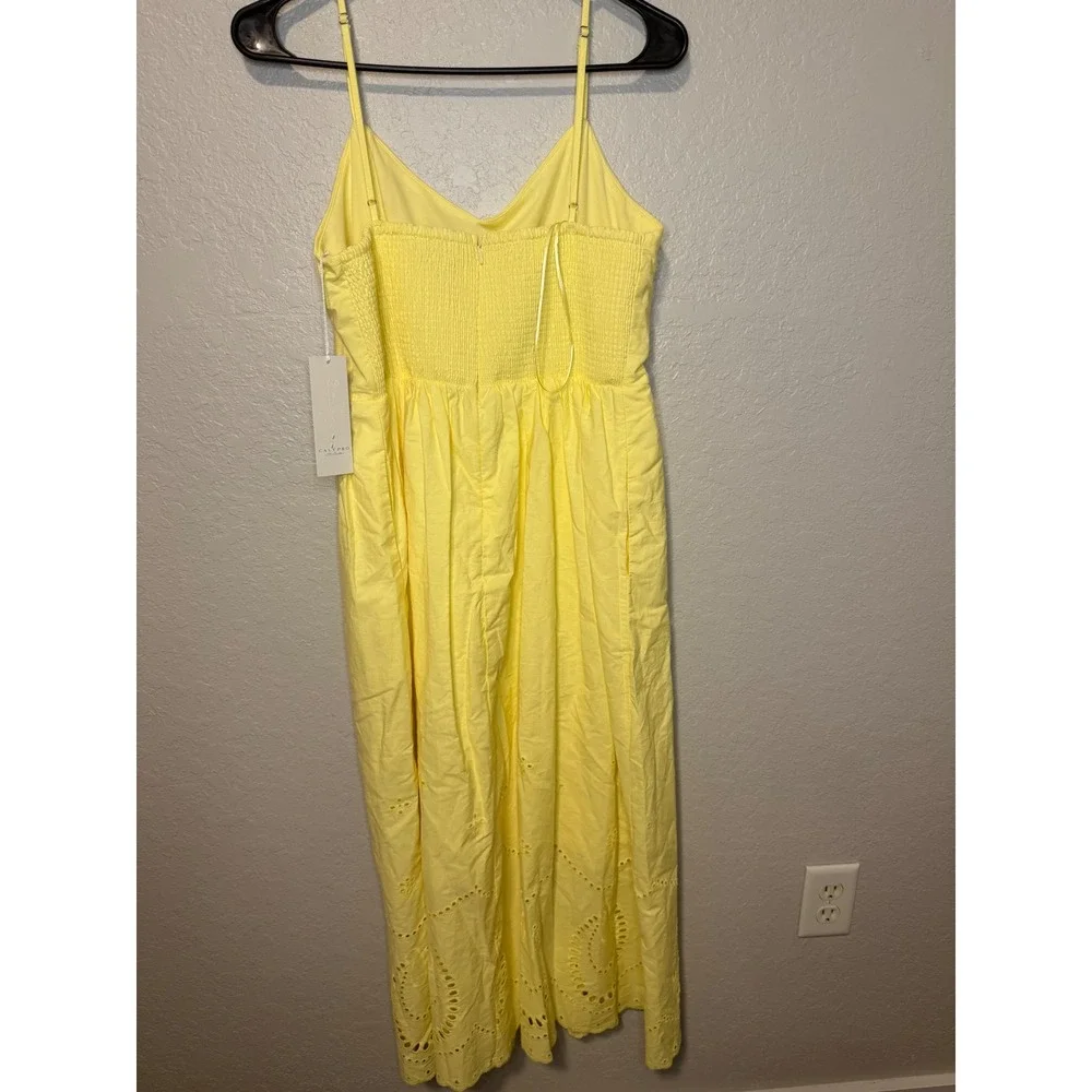 Calypso St. Barth Yellow Eyelet Dress Sleeveless Maxi with Pockets - Picture 10 of 10